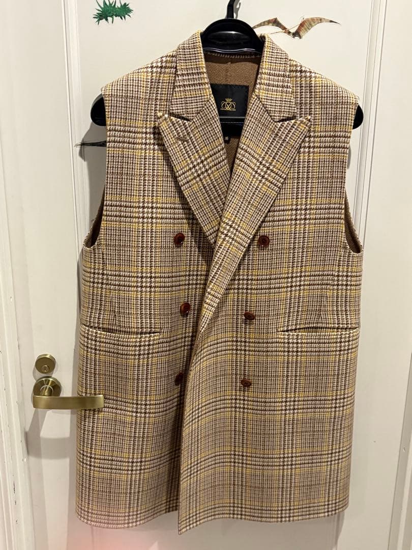 【未使用級✨】ドゥロワー　ジレ　ベスト　ダブルボタン　カシミヤ　ウール　チェック