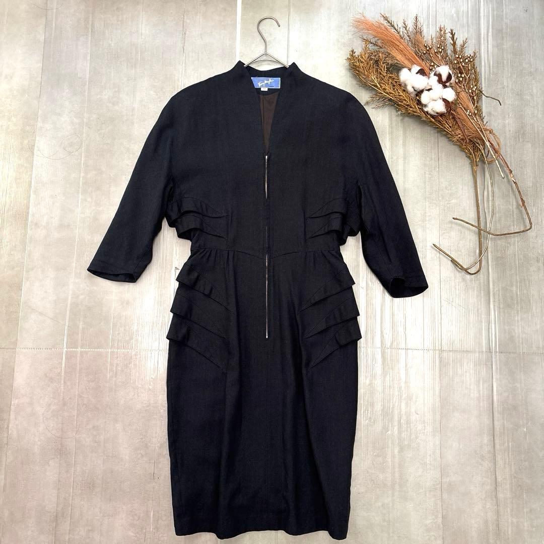 希少／Thierry Mugler／リネン混合／裏地キュプラ／日本製／黒／M