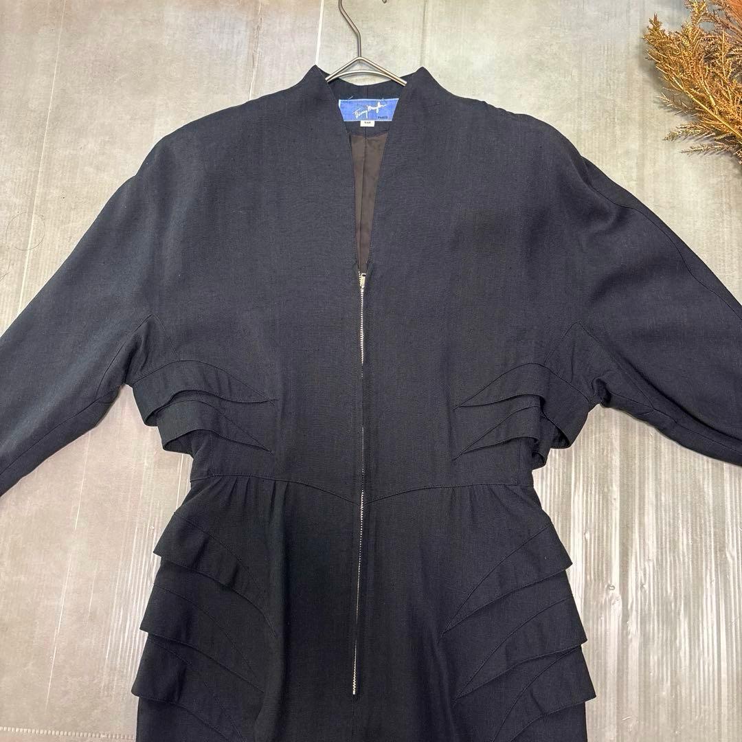 希少／Thierry Mugler／リネン混合／裏地キュプラ／日本製／黒／M