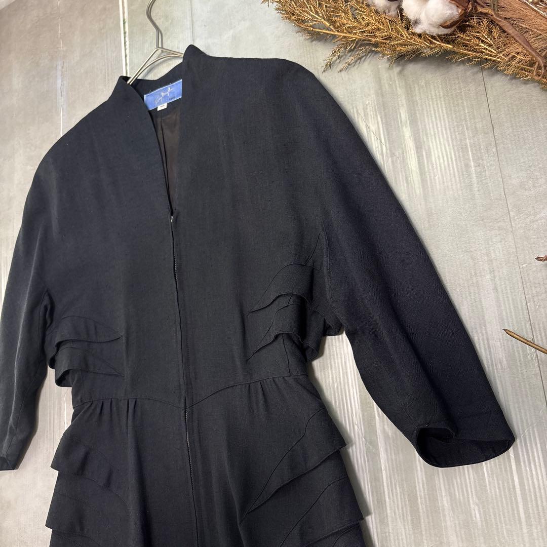 希少／Thierry Mugler／リネン混合／裏地キュプラ／日本製／黒／M