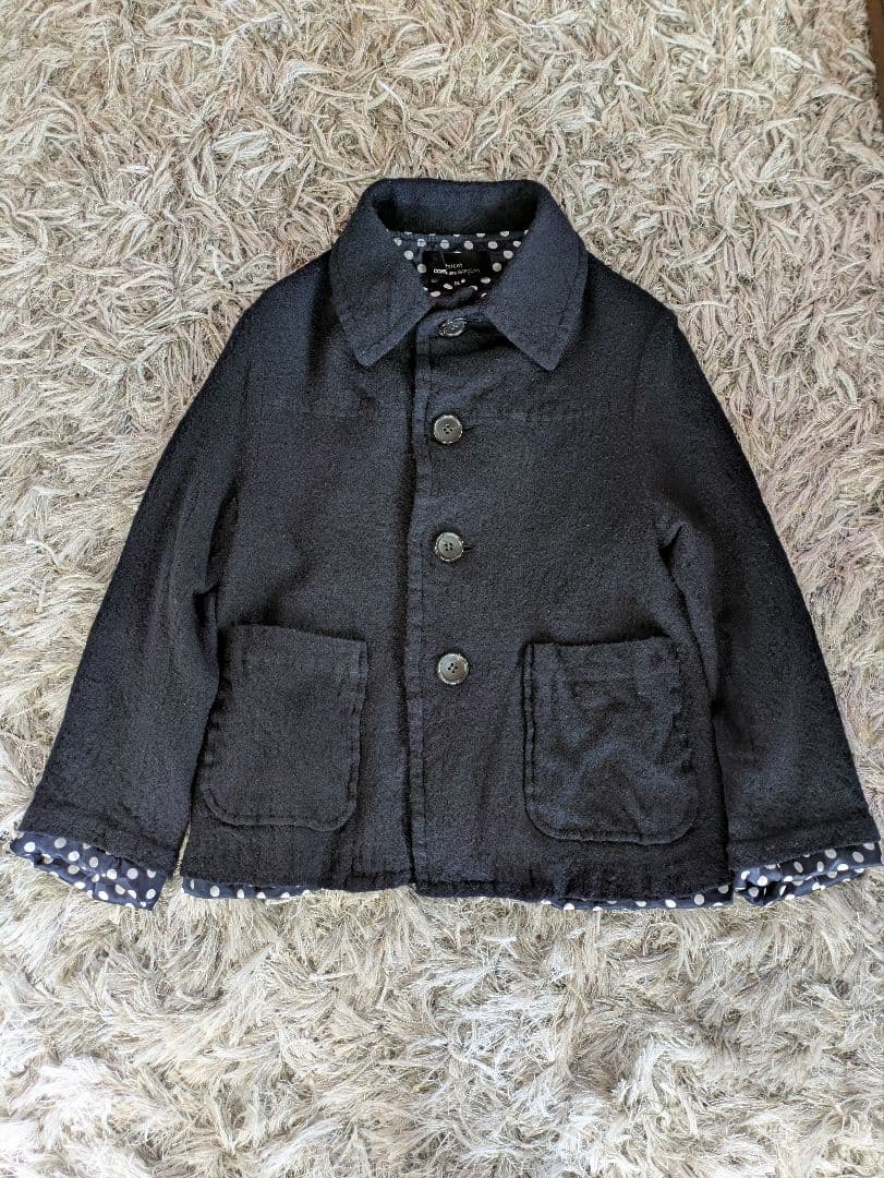 トリココムデギャルソン ウール縮絨ジャケット 裏地ドット ネイビー M