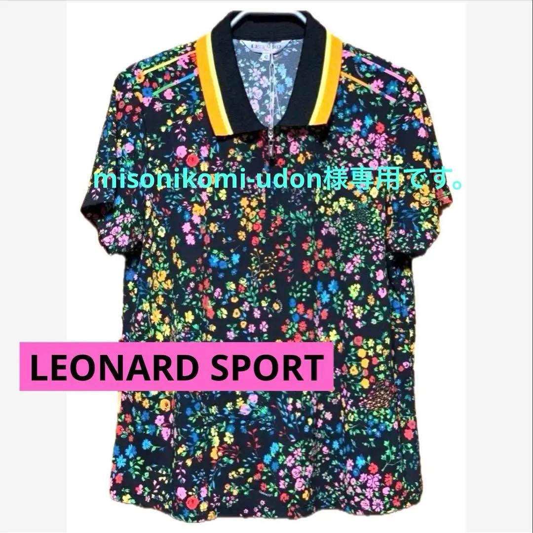 新品保管品LEONARDレオナールスポーツブラック小花柄半袖ポロシャツゴルフにも