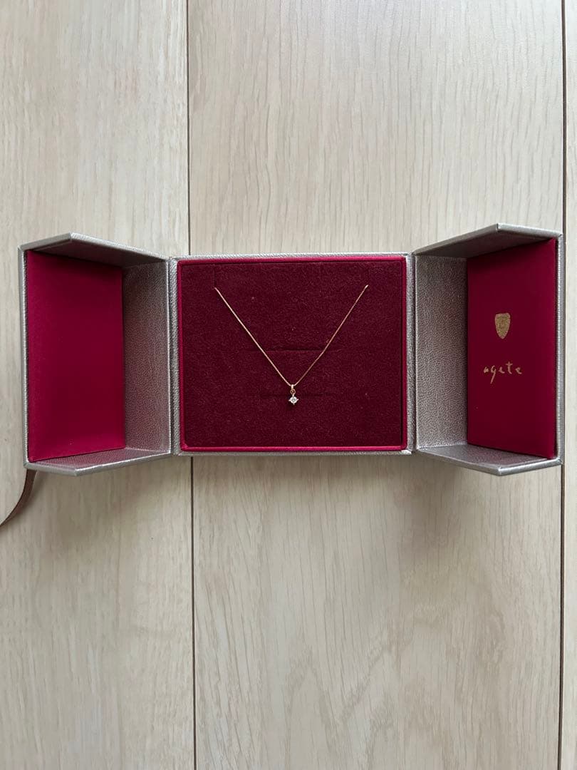 アガット　K18ピンクゴールド　0.05カラット一粒ダイヤネックレス