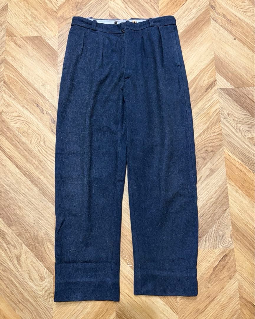 40s〜50s フレンチ インディゴ ウール ツータック スラックス フランス