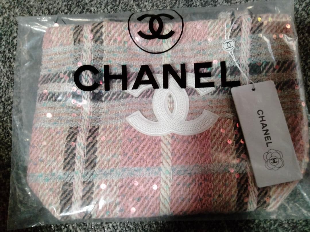 CHANEL ノベルティ ツイード スパンコール トートバッグ