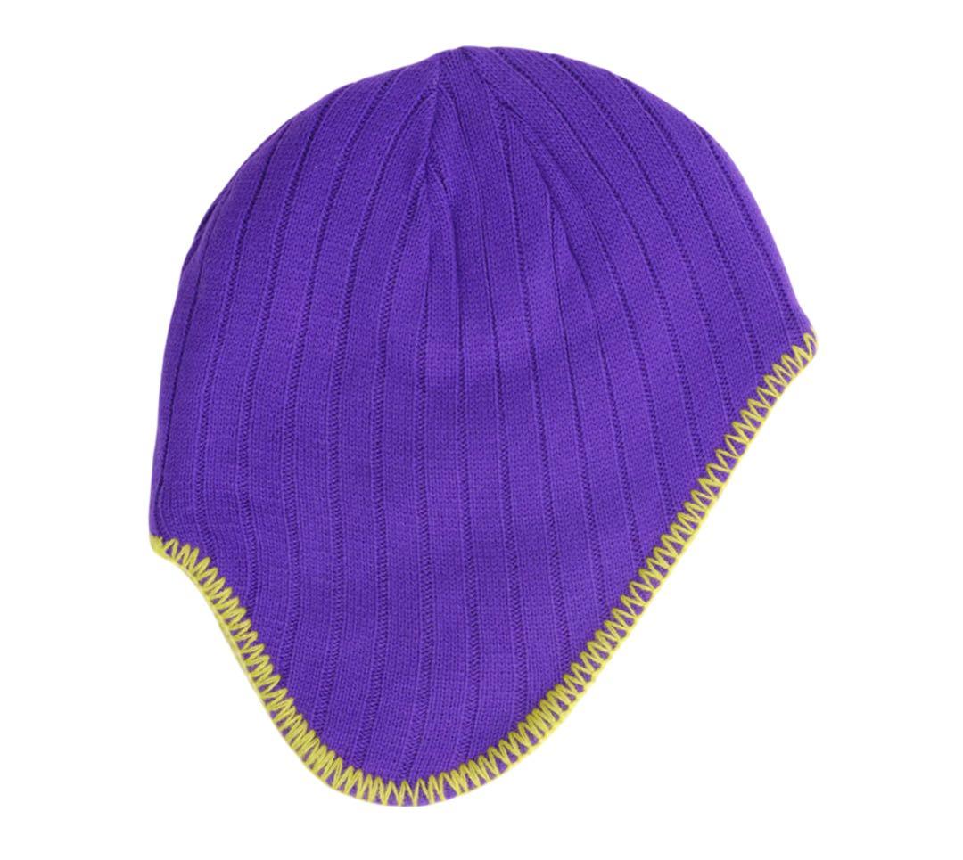 帽子 reversible ear flap beanie -purple/green