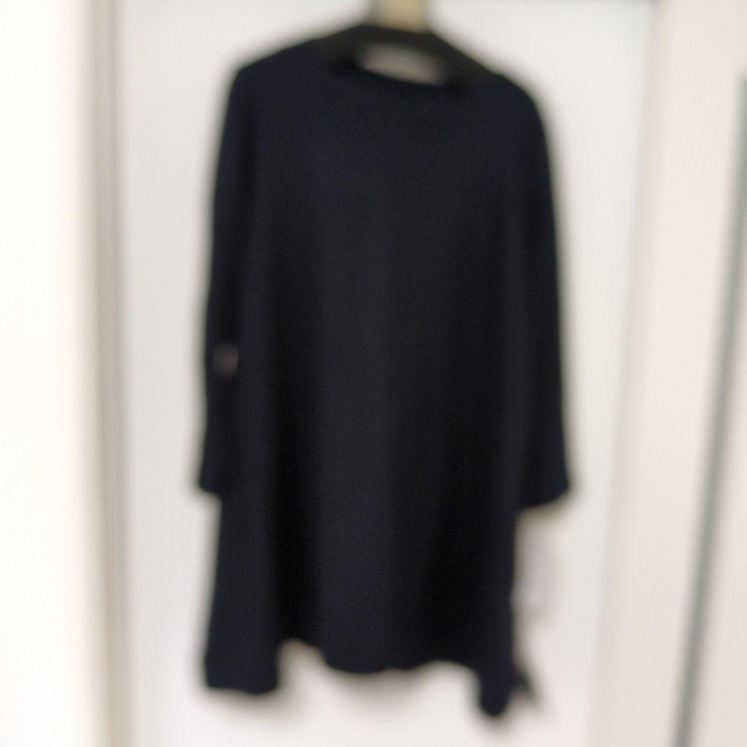 紺色、毛100パ-セントチュニック