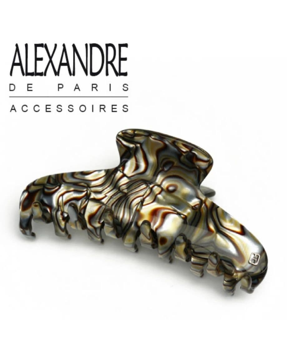 新品未使用品☆アレクサンドルドゥパリ☆ブラウン系マーブルヘアクリップ L