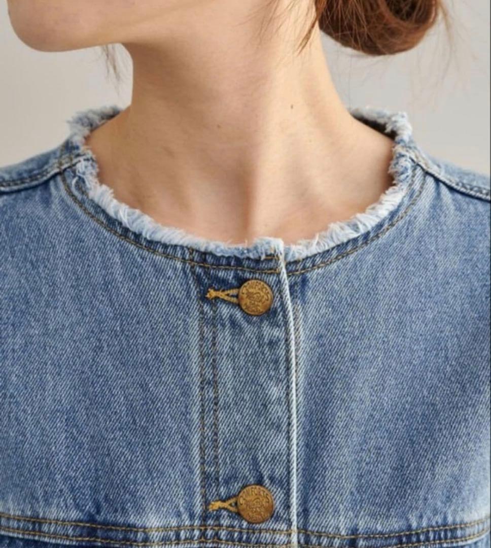 ピュアルセシン　　デニムノーカラージャケット