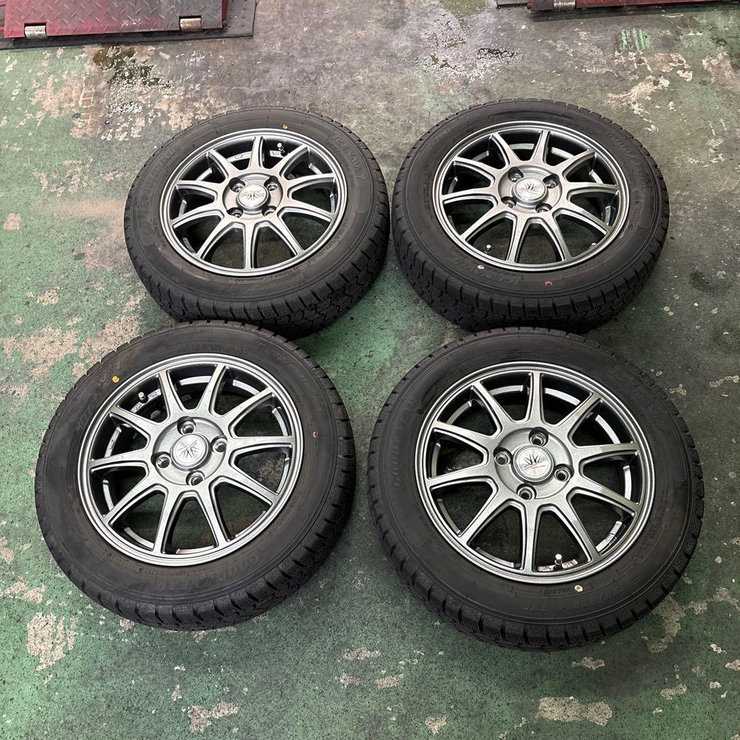 155/65R14グッドイヤーアイスナビ7 2023年バリ山4本アルミ付NBOX