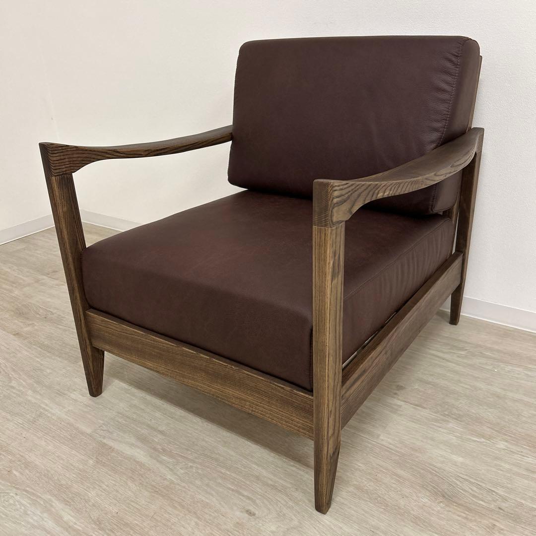 展示品☆1人掛ソファ 1Pソファ ラウンジチェア 北欧風 木部フレーム おしゃれ