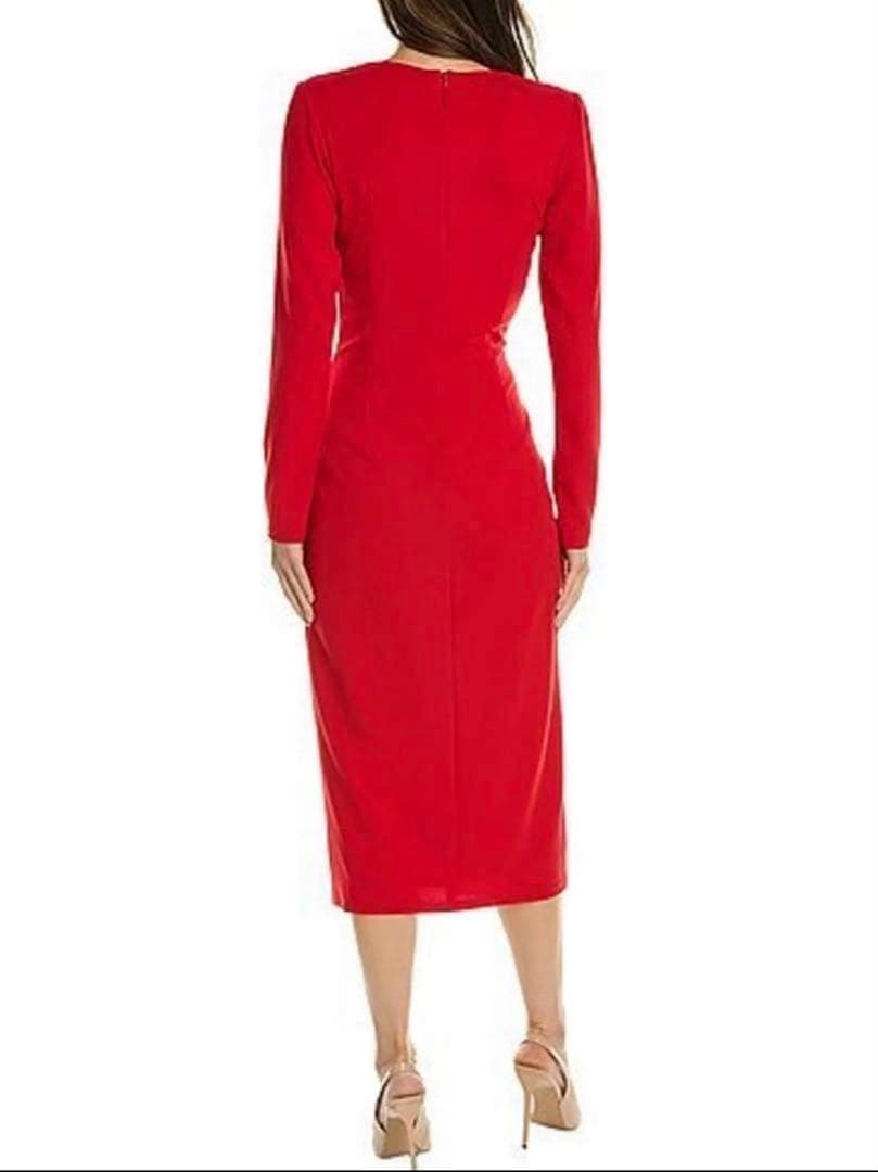 【極美品】TADASHI SHOJIダダシショージ 赤 ドレス 長袖ワンピース