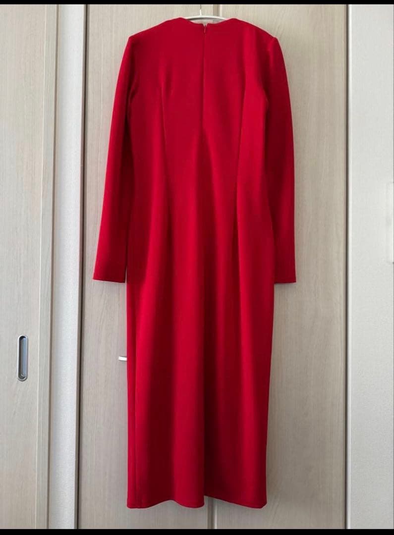 【極美品】TADASHI SHOJIダダシショージ 赤 ドレス 長袖ワンピース