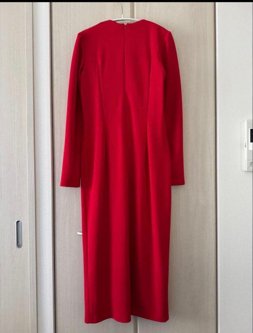 【極美品】TADASHI SHOJIダダシショージ 赤 ドレス 長袖ワンピース