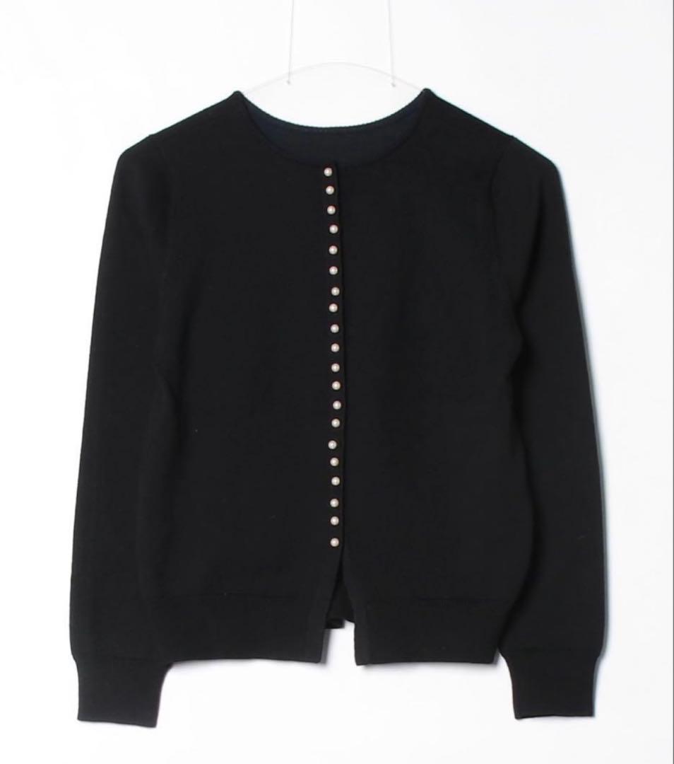 極美品 ボールジィ ウールポリエステル バックパールボタンプルオーバー ブラック