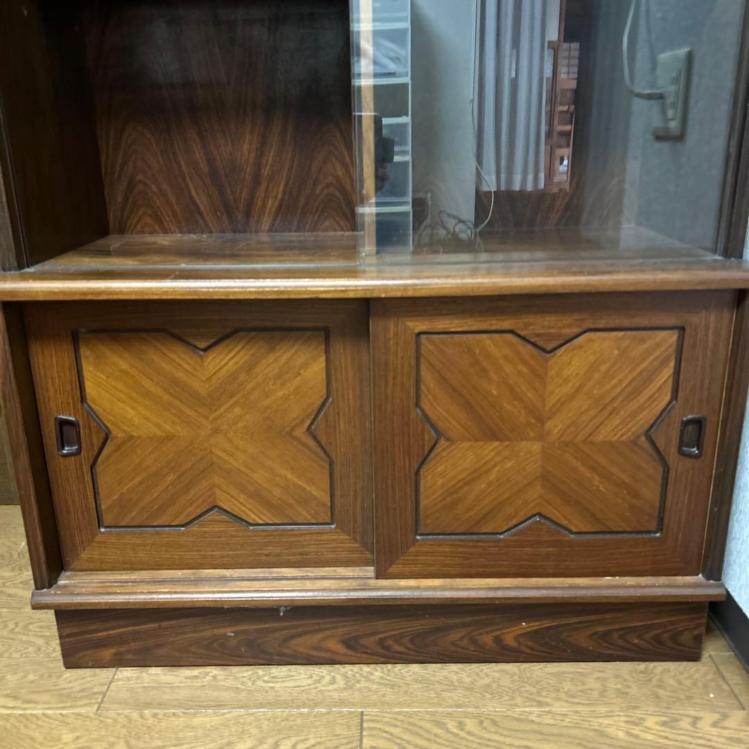 昭和レトロ 木製ガラス扉付きディスプレイキャビネット　８月１７日まで