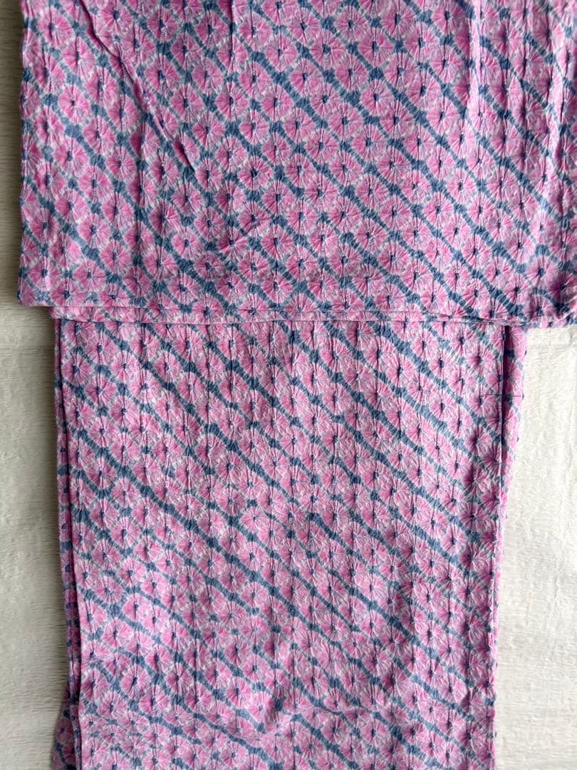 #総絞り浴衣 #蜘蛛絞り #国内仕立て #広襟 #トールサイズ #裄丈長め