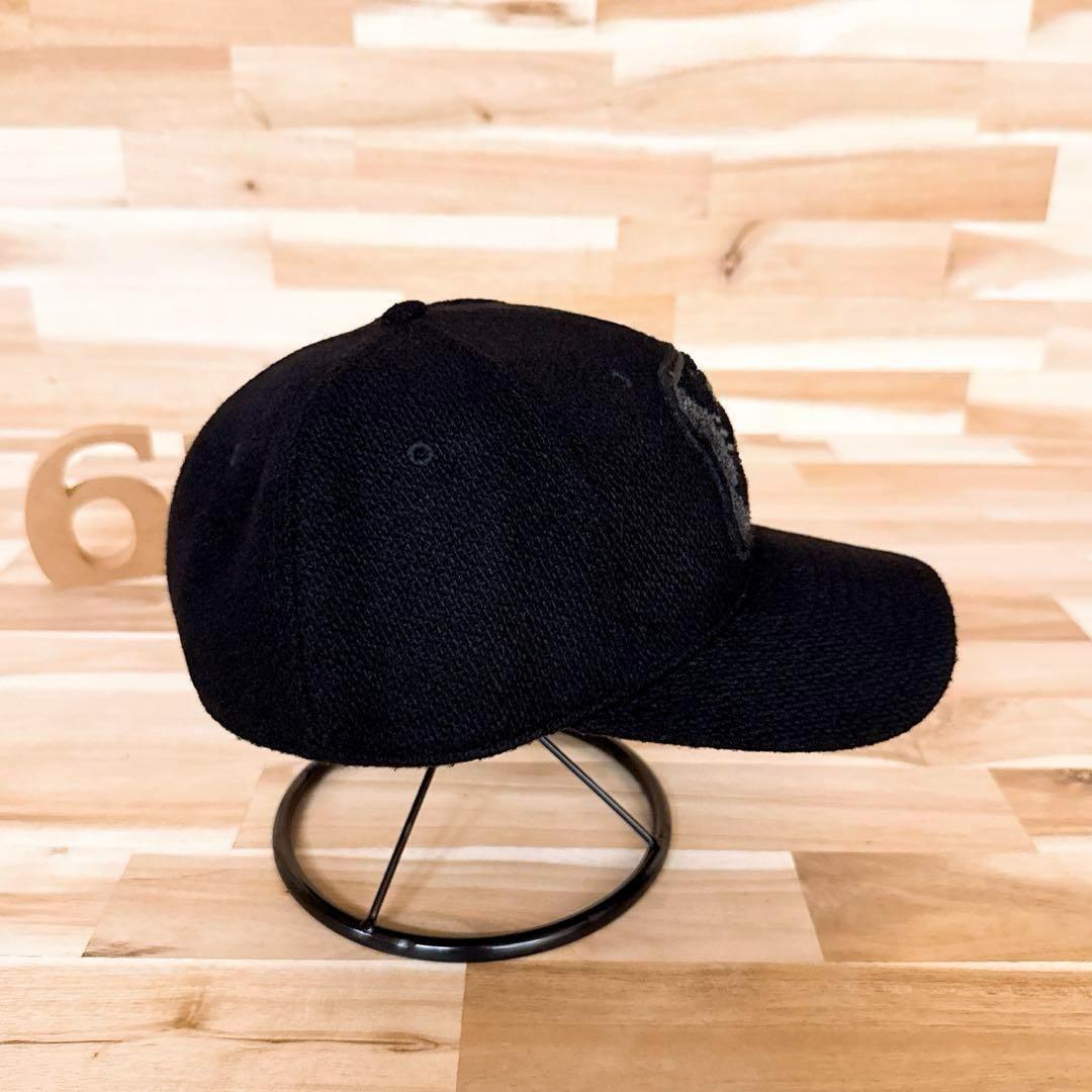 レア/廃番【ポロラルフローレン】パイル Pロゴ ウール ブレンド キャップ黒×紺