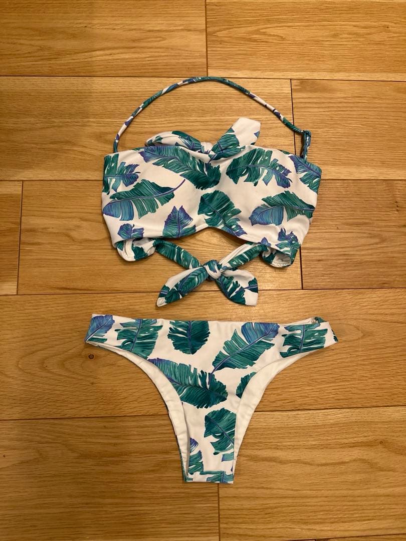 ALEXIA STAM リーフ柄ビキニ上下セット　バンドゥビキニ