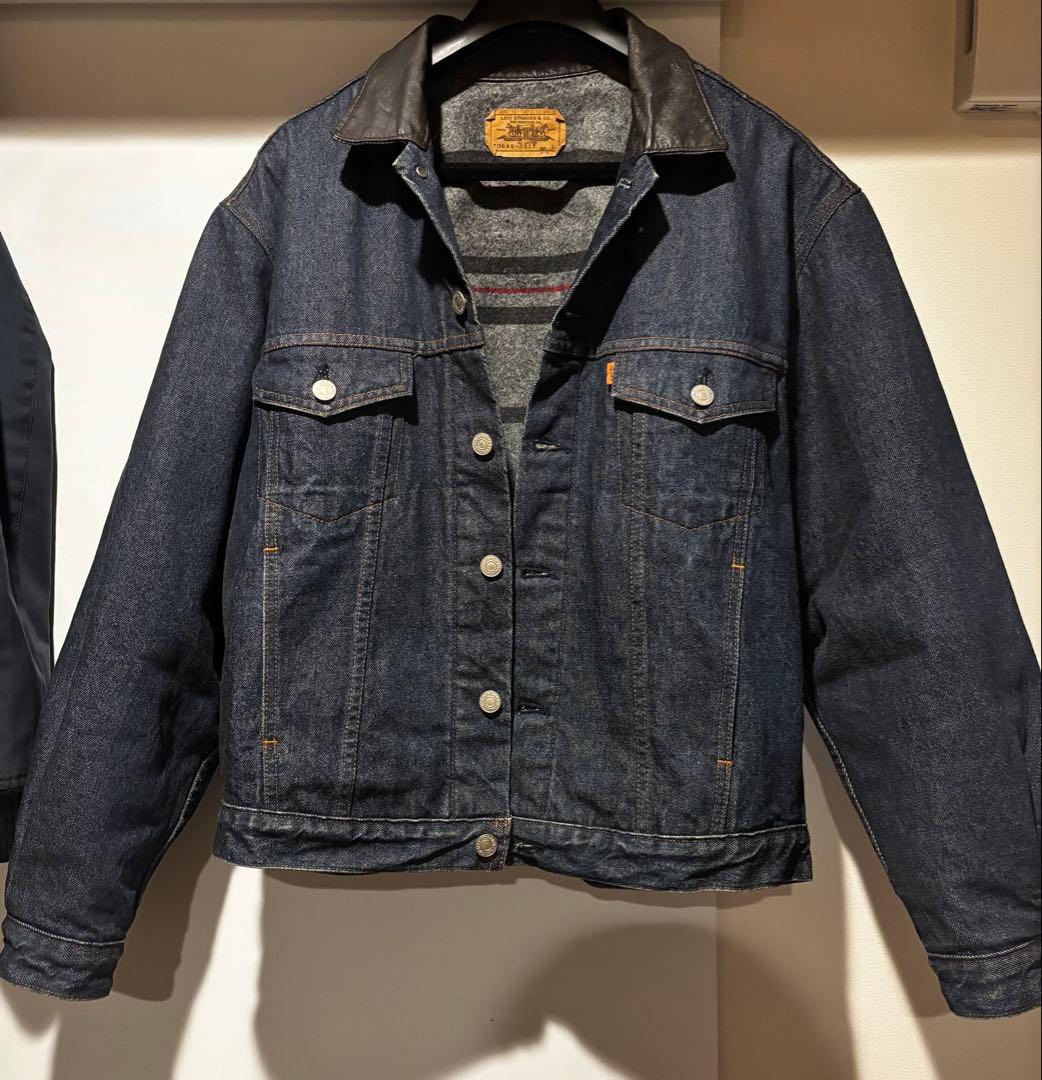 87年8月 levi's オレンジタブ 70649-03 レザー襟 ブランケット
