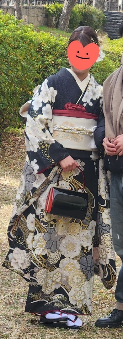 ねね丹後ちりめん 振袖セット 黒 金