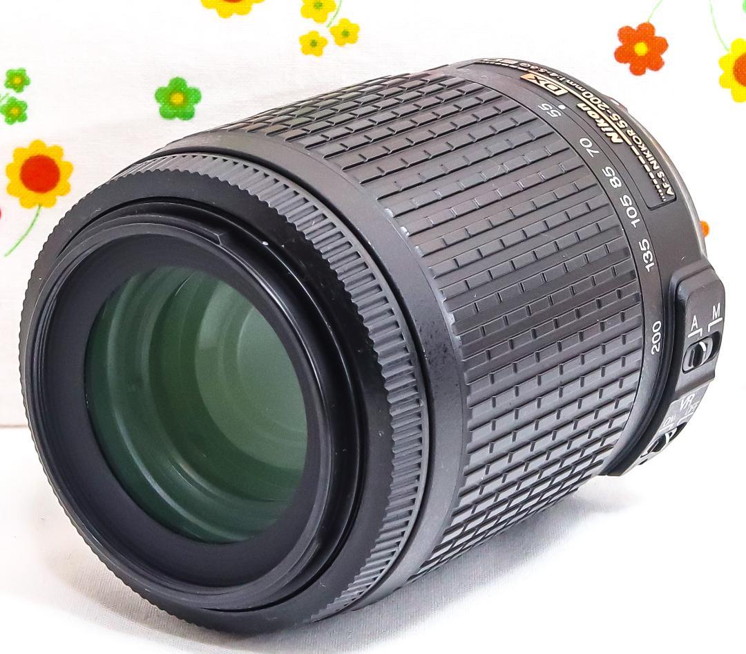 美品 ニコン Nikon AF-S 55-200m☆付属品多数！☆レンズフード付