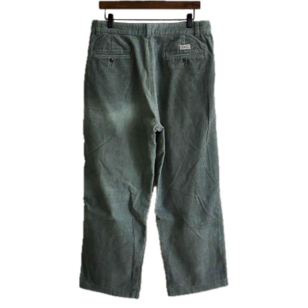 90s POLO CORDS ポロラルフ　太畝コーデュロイパンツ ターコイズ L
