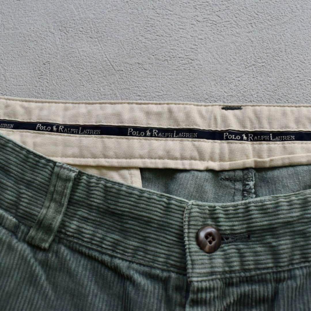 90s POLO CORDS ポロラルフ　太畝コーデュロイパンツ ターコイズ L
