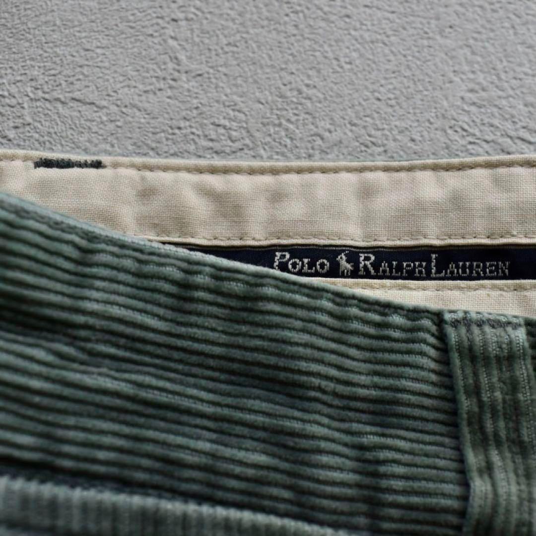 90s POLO CORDS ポロラルフ　太畝コーデュロイパンツ ターコイズ L