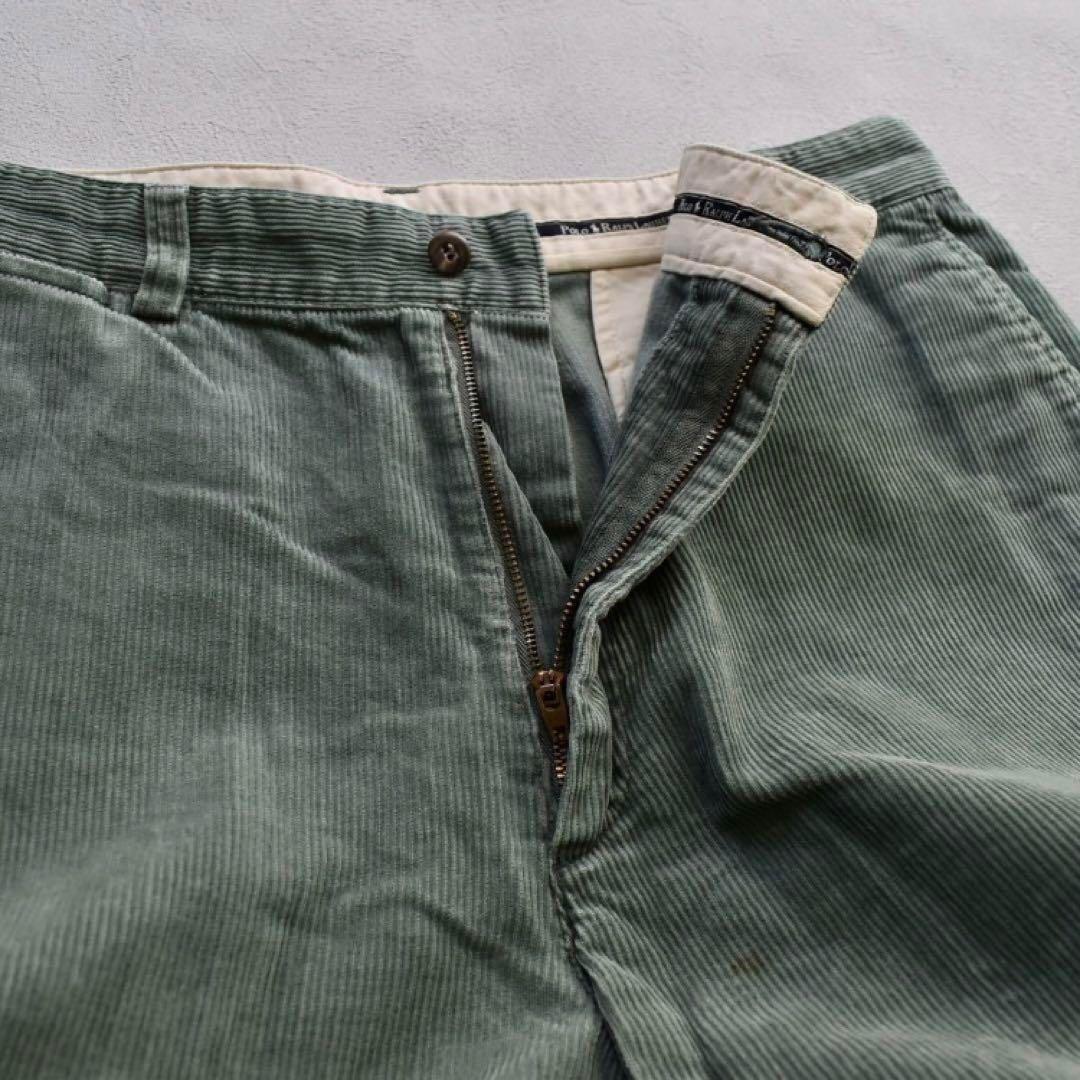 90s POLO CORDS ポロラルフ　太畝コーデュロイパンツ ターコイズ L