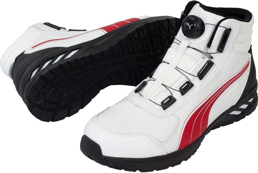 【新品】プーマセーフティー 安全靴 ライダー2.0ホワイト＆レッドディスクミッド