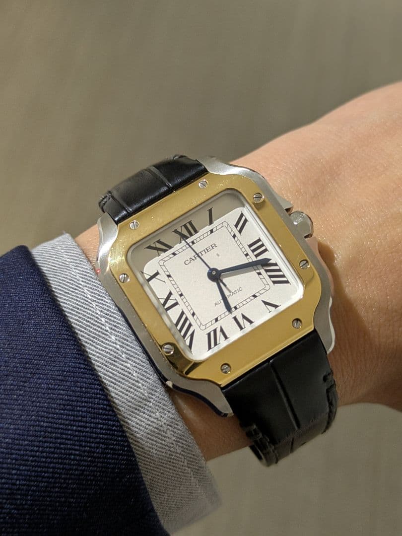 サントスドゥカルティエMM 純正品 黒ワニ革ベルト