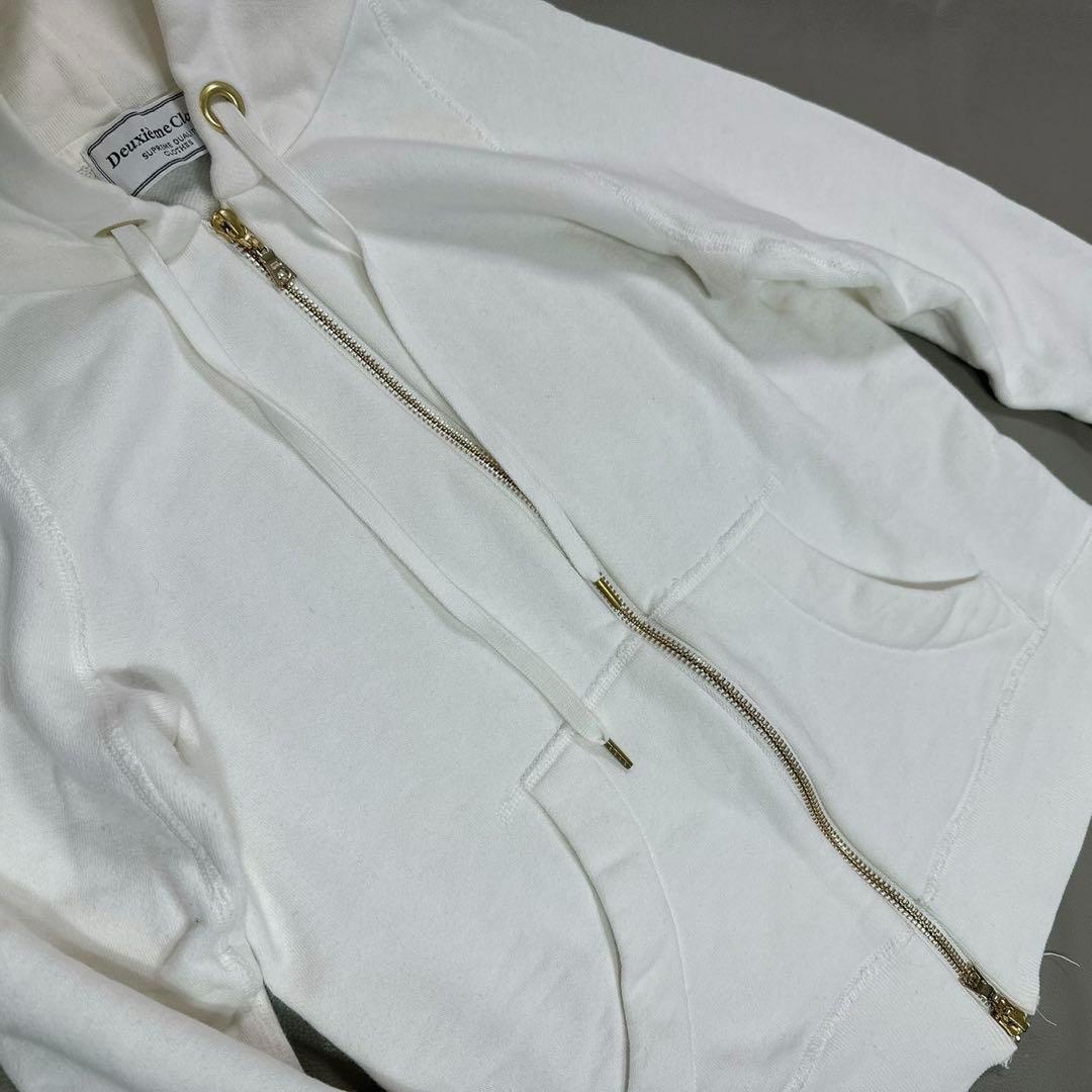 ドゥズィーエムクラス ダブルジップ パーカー 無地 ホワイト 日本製 ラクラス