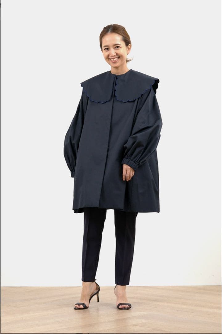 yori 撥水スカラップコート ネイビー