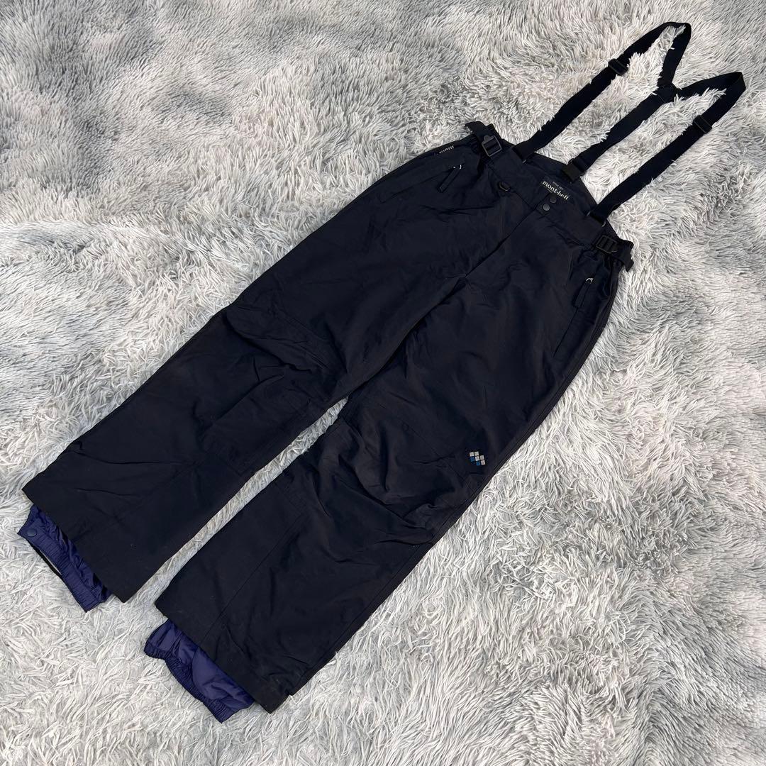 m6415【モンベル】スキーパンツ ビブパンツ スノボー サスペンダー付き 黒