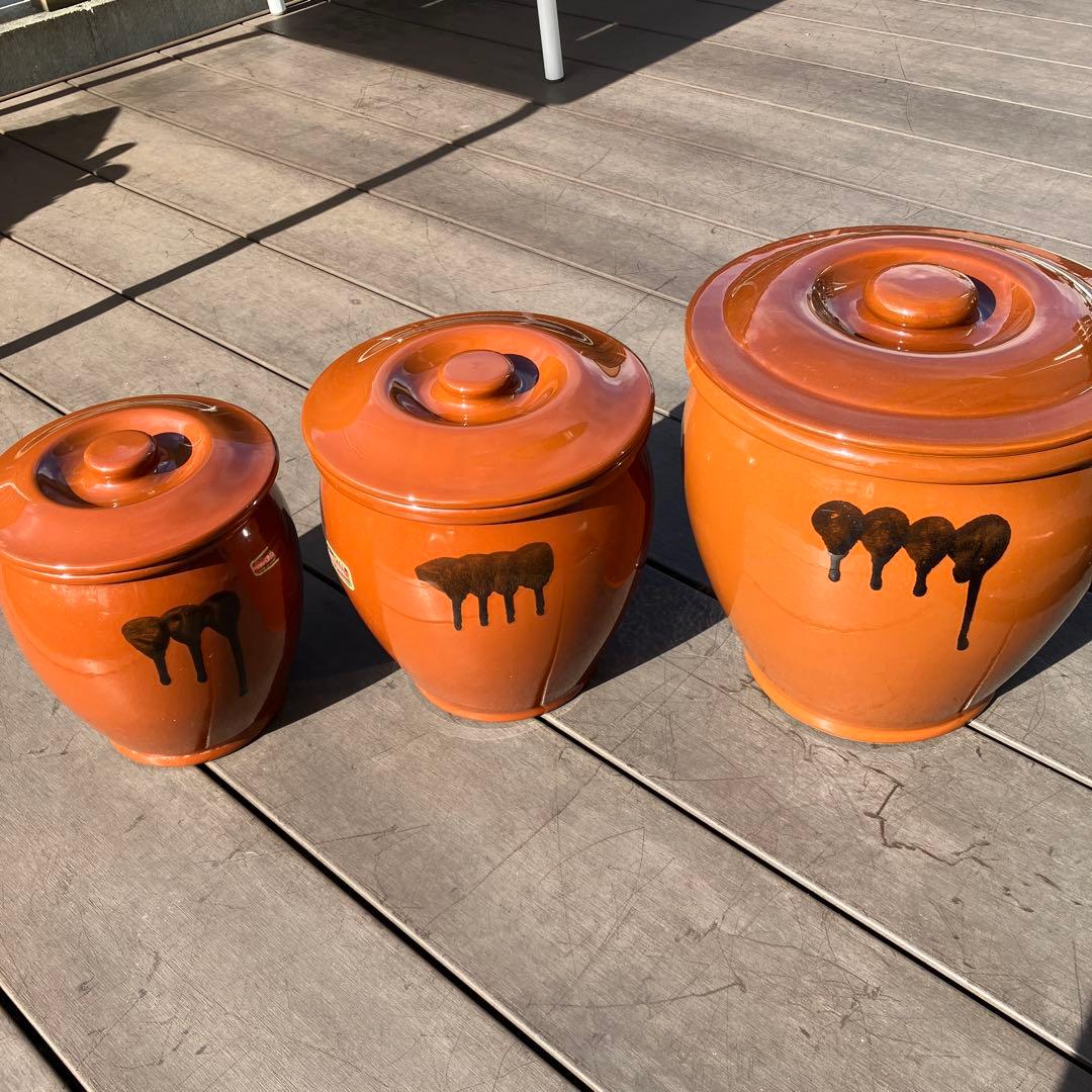 久松 かめ丸壺蓋付 5号・3号・2号 ３個セット 漬物容器 常滑焼