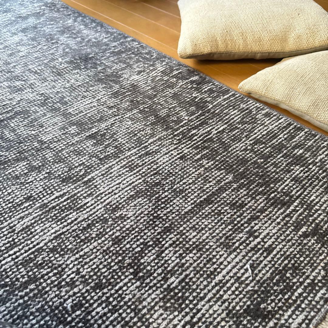 111×182 グレイワンカラーラグ　擦れシャビーシック　トルコヴィンテージラグ