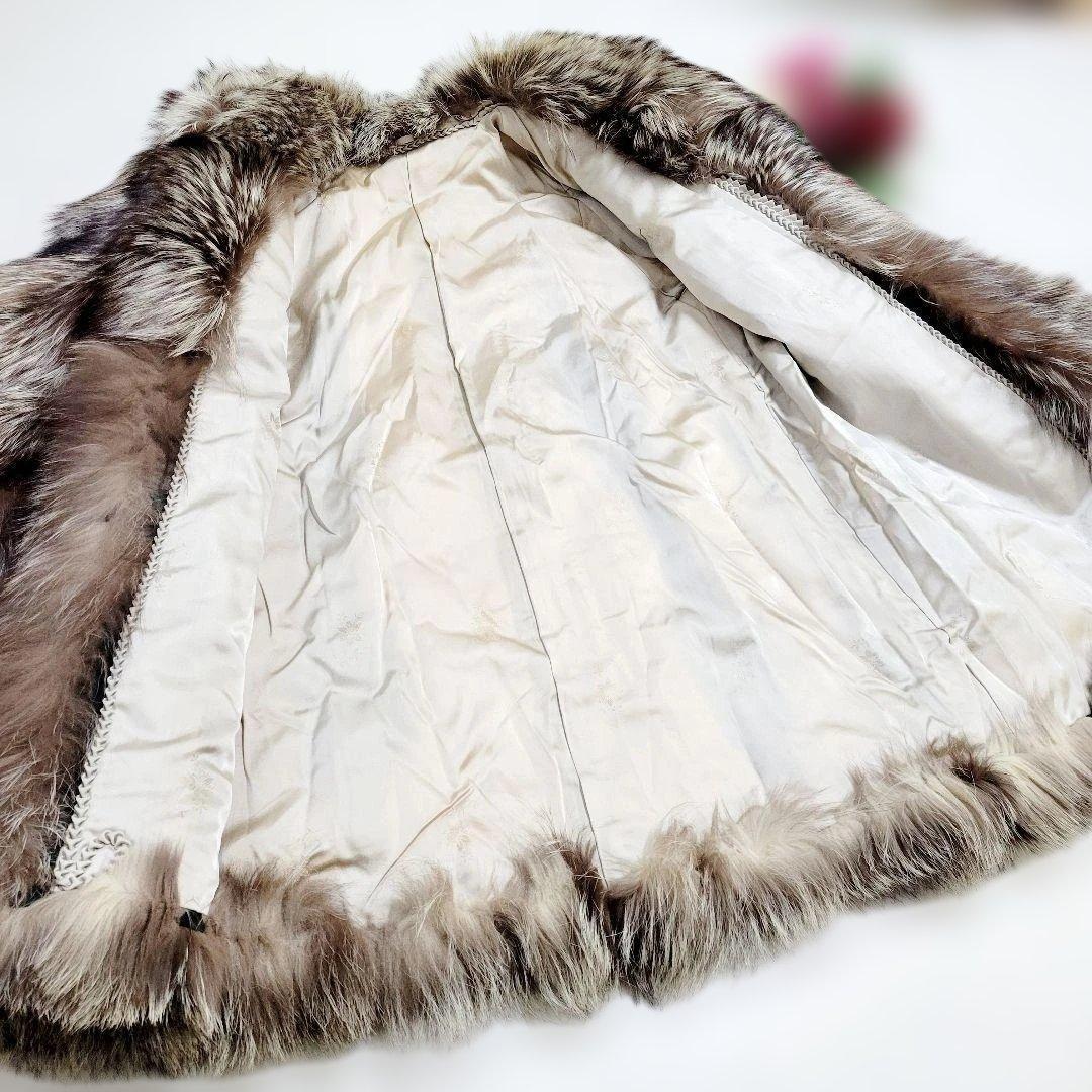 【美品】最高級 シルバーフォックス　毛皮コート　毛量◎　ゴージャス　ブラウン杢系