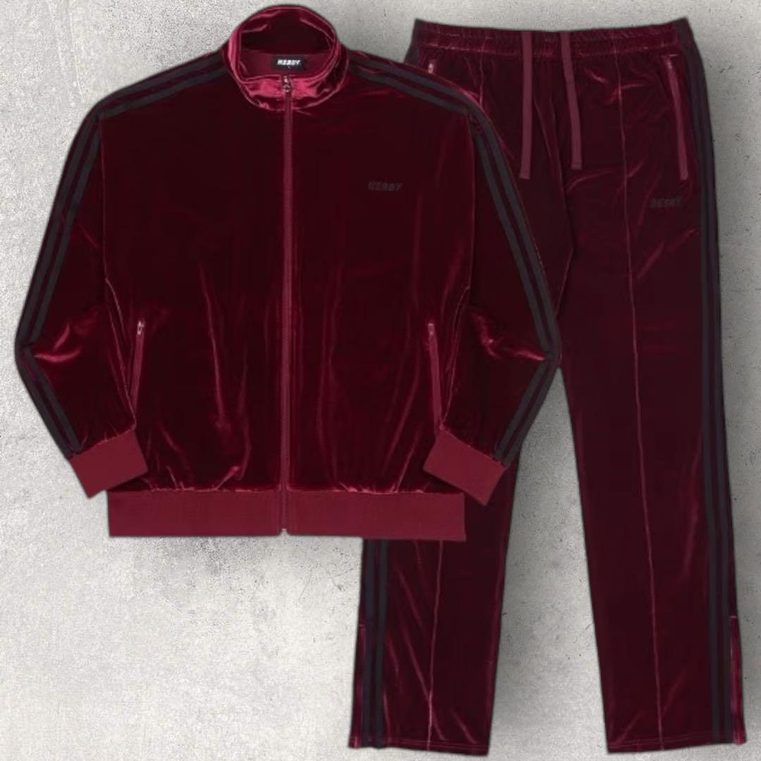 新品未使用 NERDY ノルディ ベロア セットアップ ワインレッド S