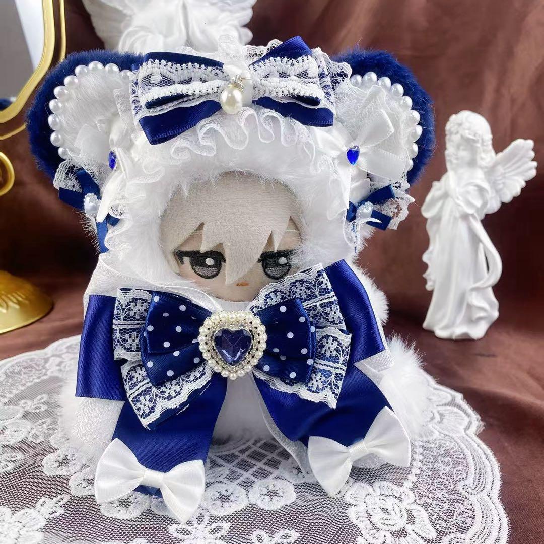 おすわりぬい服 着ぐるみ くまちゃん　ピンクx白② ⑧15cm