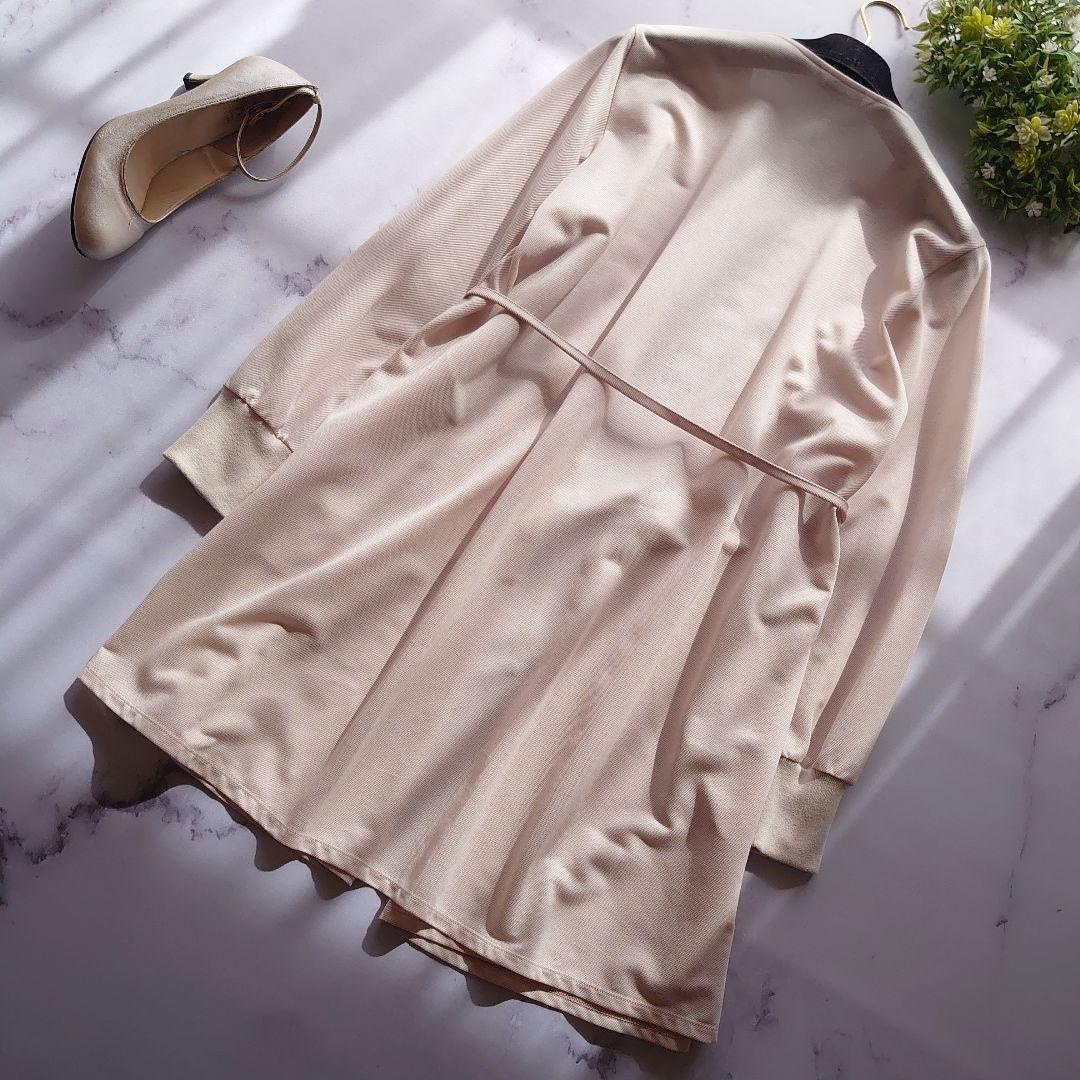 モラビト ロングカーディガン ガウン 長袖 ベージュ M サイズ38 ベルト