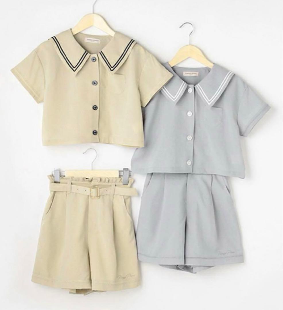 未使用　メゾピアノ　セットアップ　160cm セーラー半袖シャツ ショートパンツ