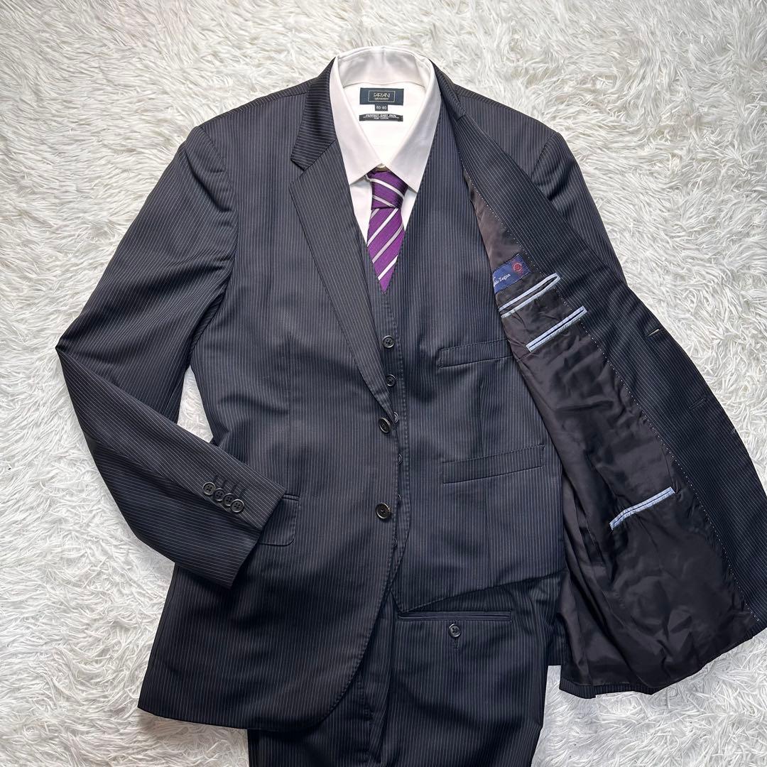 現行 極美品 ポールスミス 3ピース セットアップ ゼニア シルク混 光沢 L