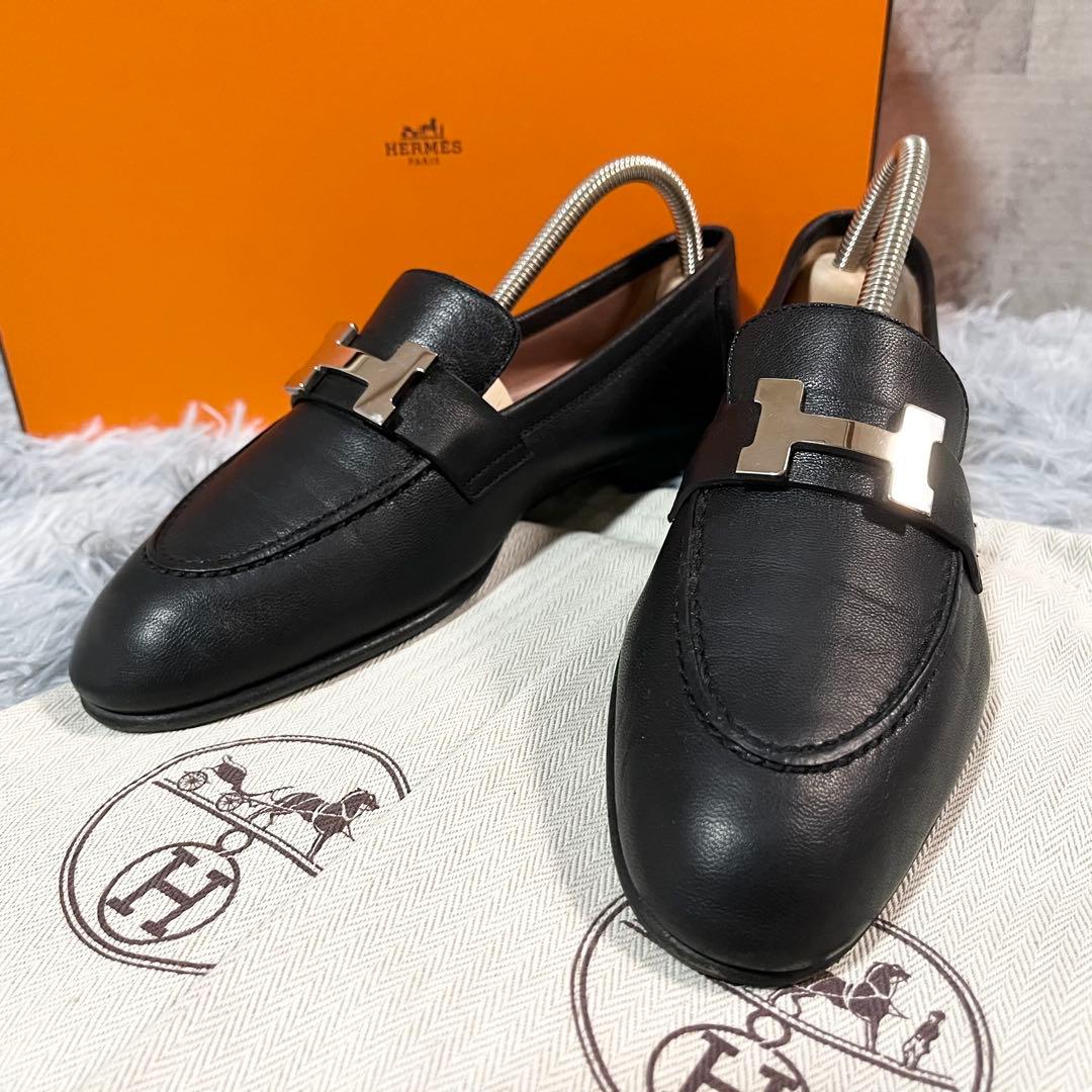 HERMES エルメス モカシン ローファー パリ ブラック 35 美品