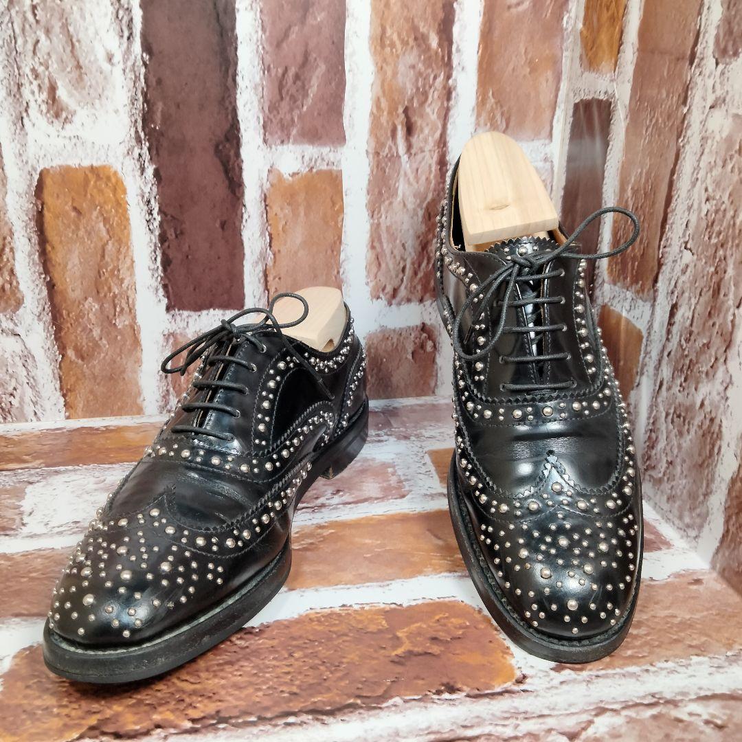 Church’s（36）スタッズ　ウィングチップ ローファー　黒 レザー