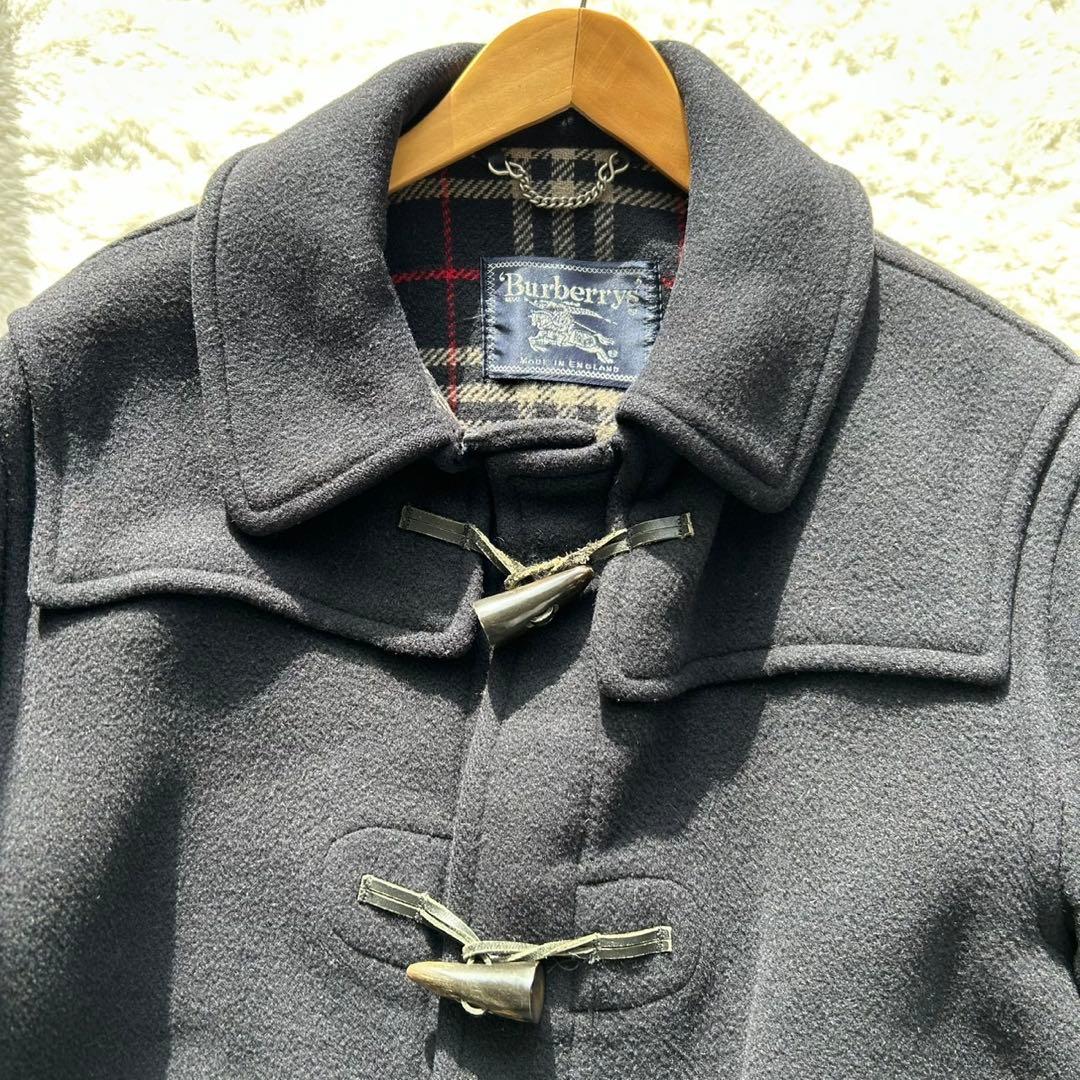【美品】バーバリー ノバチェック ダッフルコート ロング 英国製 ネイビー