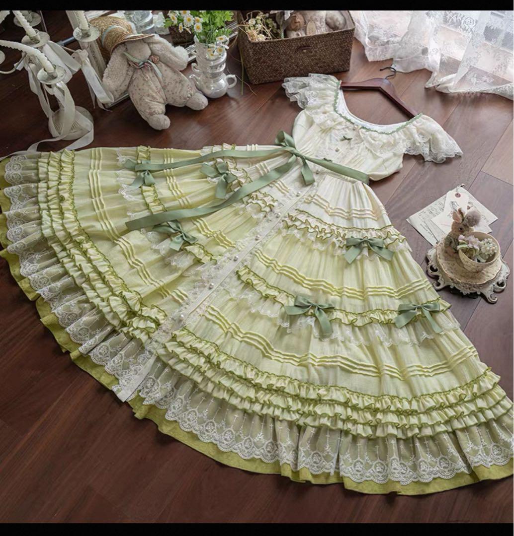 中国ロリータ　ワンピース　緑　Mサイズ