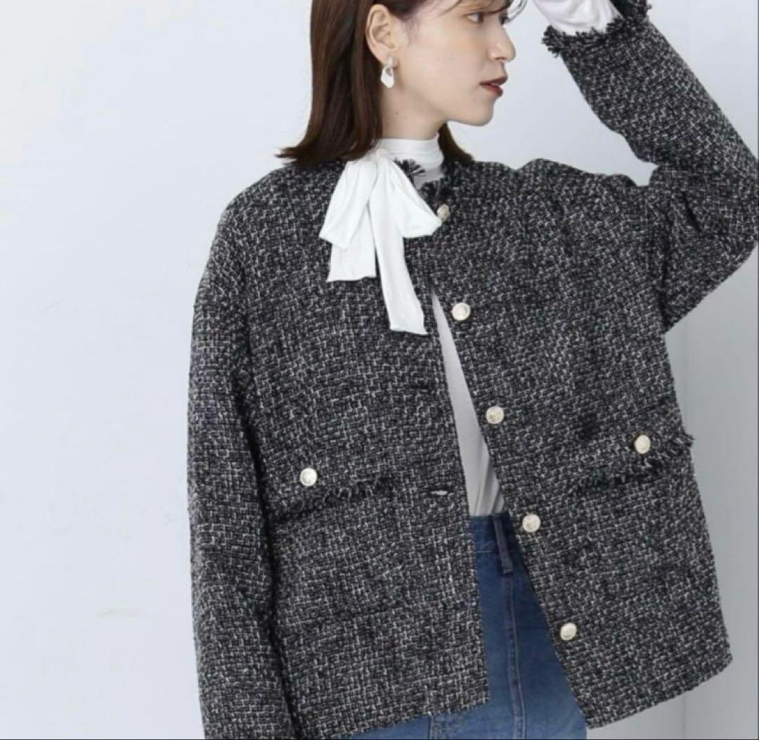 美品◯N . ナチュラルビューティー ツイード ジャケット ブラック M