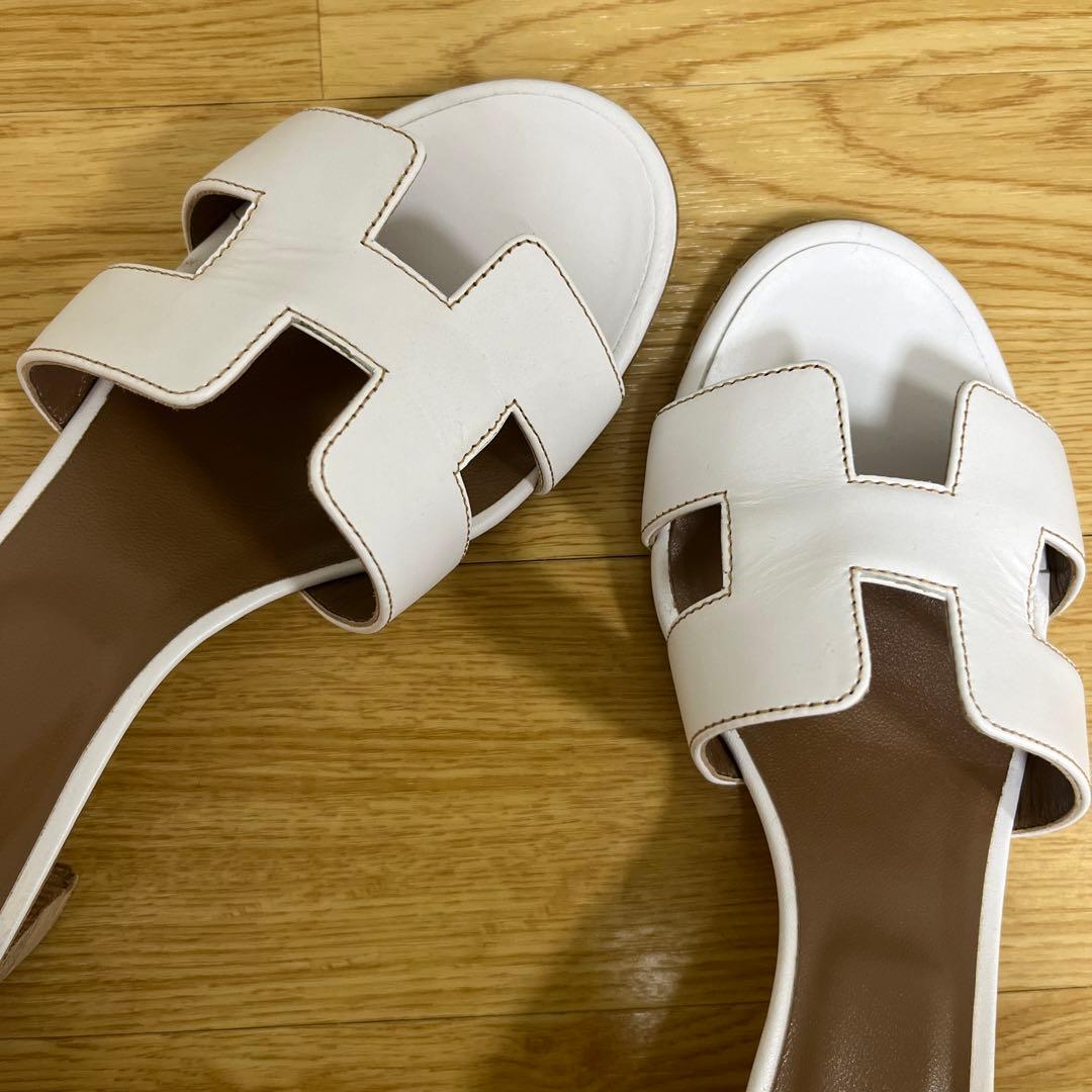 エルメス　HERMES レディースサンダル　オアジス　38 1/2 白