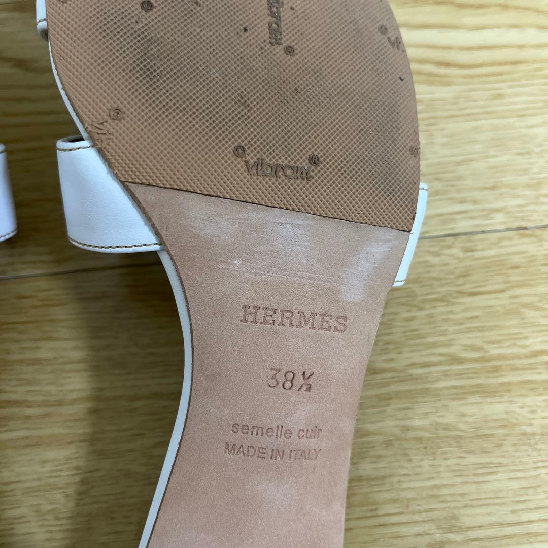 エルメス　HERMES レディースサンダル　オアジス　38 1/2 白